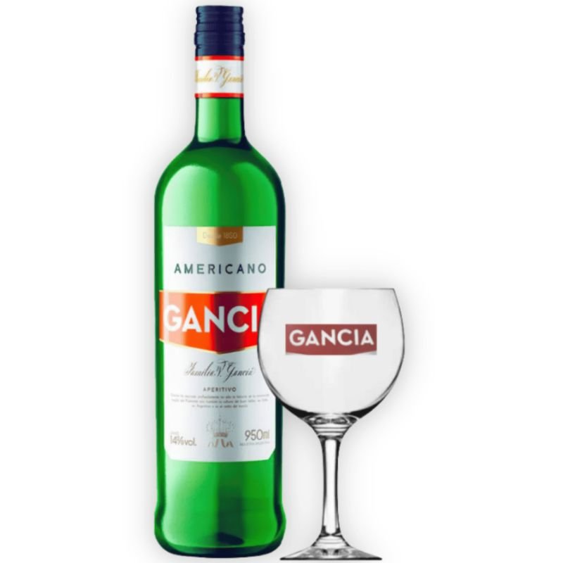 GANCIA AMERICANO APERITIVO 950ML + COPA DE VIDRIO GANCIA 600ML