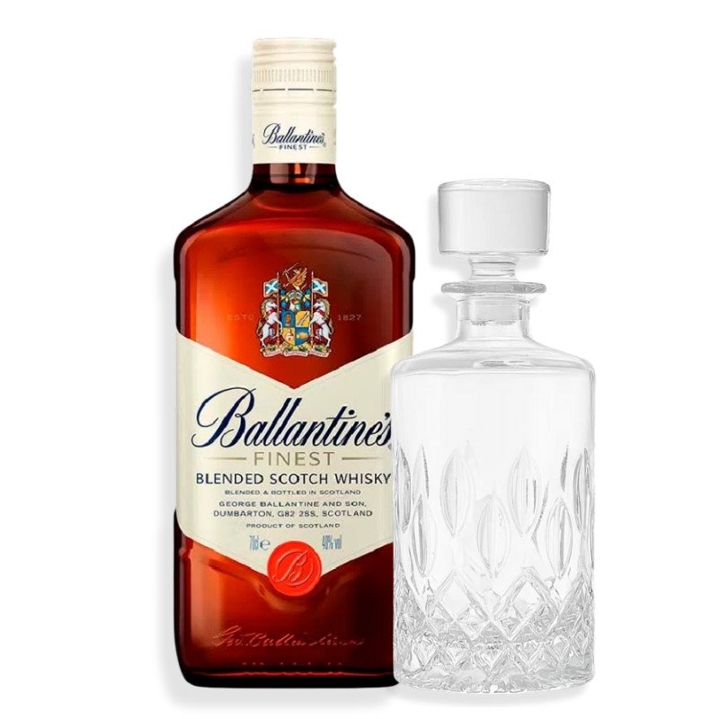 Mix 1u Licorera Whiskera De Vidrio 950ml + 1u Ballantines Blendend Scotch 700ml