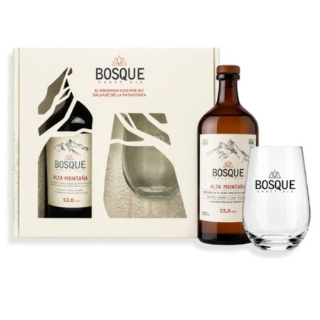 Set Gin Bosque Alta Montaña 500ml + Vaso De Vidrio 460ml Estuche