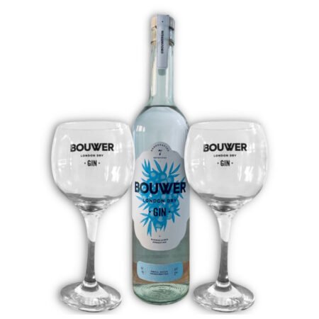 BOUWER SMALL BATCH GIN LONDON DRY + 2 COPÓN DE VIDRIO 600ML