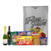 CAJA NAVIDEÑA FELICES FIESTAS VINO + SIDRA + PAN DULCE + MANÍ + BUDÍN + TURRÓN + MANTECOL + GARRAPIÑADA