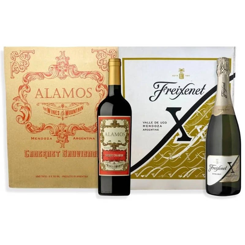 1 CAJA ÁLAMOS CABERNET SAUVIGNON 750ML + 1 CAJA FREIXENET X EXTRA BRUT 750ML