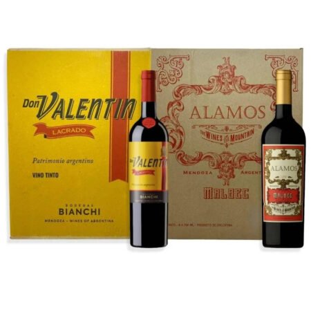 1 CAJA ÁLAMOS MALBEC 750ML + 1 CAJA DON VALENTÍN LACRADO TINTO BLEND 750ML