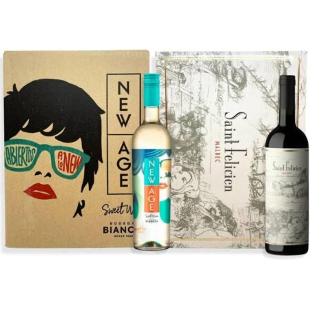 1 CAJA SAINT FELICIEN MALBEC 750ML + 1 CAJA NEW AGE SWEET WINE BLANCO DULCE 750ML
