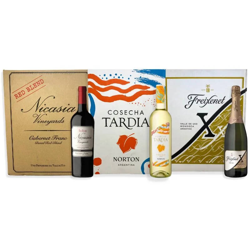 1 CAJA NICASIA VINEYARDS RED BLEND CABERNET FRANC 750ML + 1 CAJA COSECHA TARDÍA BLANCO DULCE 750ML + 1 CAJA FREIXENET X DEMI SEC 750ML