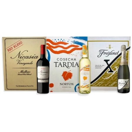 1 CAJA NICASIA VINEYARDS RED BLEND MALBEC 750ML + 1 CAJA COSECHA TARDÍA BLANCO DULCE 750ML + 1 CAJA FREIXENET X EXTRA BRUT 750ML