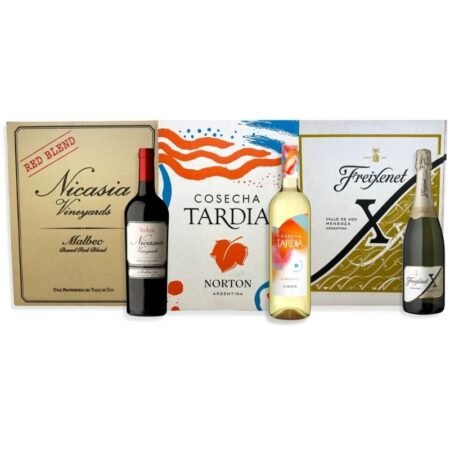 1 CAJA NICASIA VINEYARDS RED BLEND MALBEC 750ML + 1 CAJA COSECHA TARDÍA BLANCO DULCE 750ML + 1 CAJA FREIXENET X EXTRA BRUT 750ML
