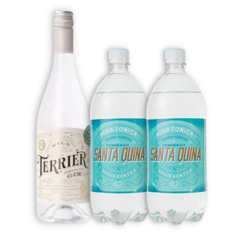 MIX 1U GIN TERRIER WILD 750ML + 2U SANTA QUINA TÓNICA 1000ML