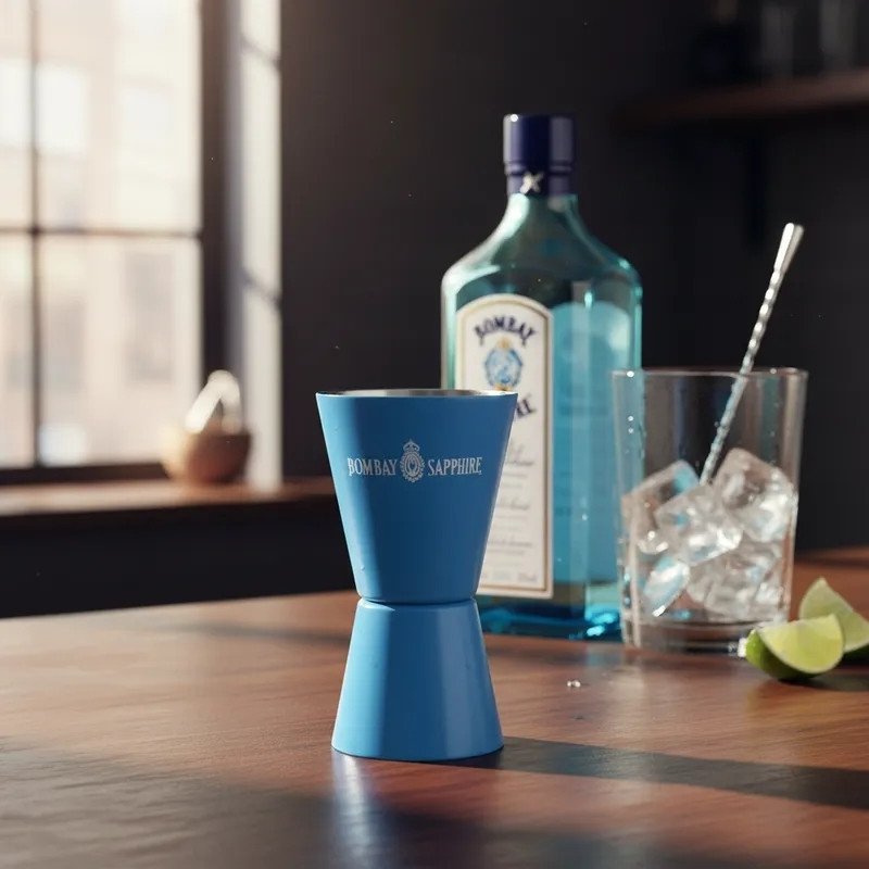 JIGGER BOMBAY SAPPHIRE ALUMINIO CELESTE 30/60ML - Imagen 2
