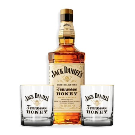 Mix 1u Jack Daniel´s Honey 750ml + 2u Vaso De Vidrio Jack Daniel´s Honey 330ml