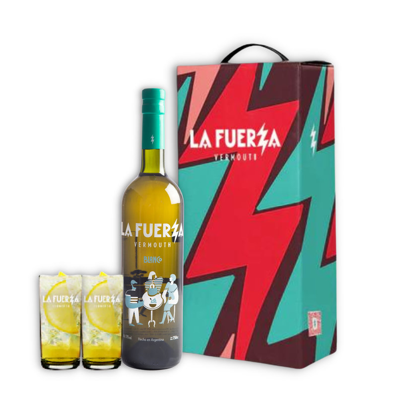 LA FUERZA BLANCO 750ML + 2 VASOS VERMUTEROS C/ESTUCHE