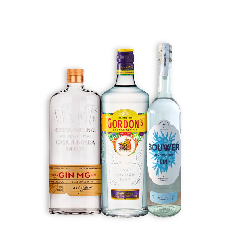 MIX GIN 1U MG + 1U BOUWER + 1U GORDON´S KIT CAJA X3U 750ML
