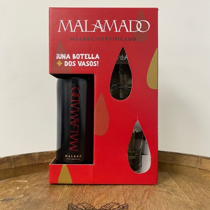 Malamado Malbec 750ml + 2 Vasos De Vidrio 350ml c/Estuche - Imagen 6