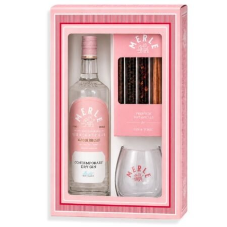 Gin Merle 12 750ml + Botánicos + Vaso 500ml C/Estuche