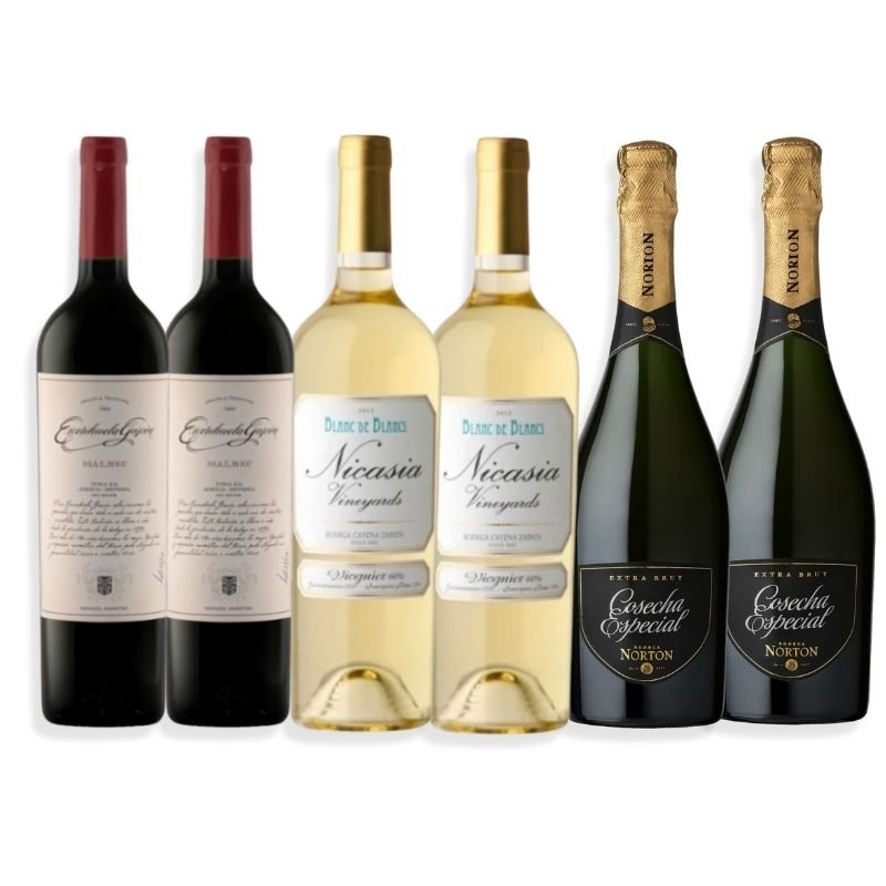 Mix 2u Escorihuela Gascón Malbec 750ml + 2u Nicasia Viognier 750ml + 2u Cosecha Especial Extra Brut 750ml