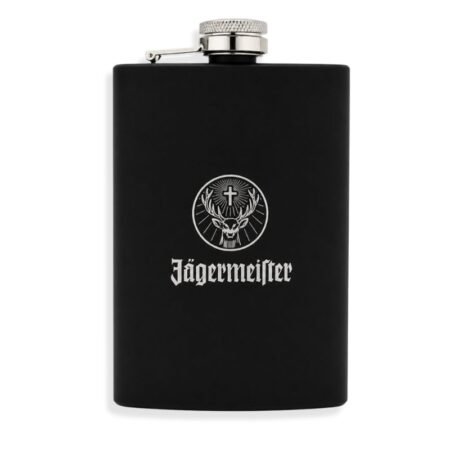 PETACA JÄGERMEISTER NEGRA ACERO INOXIDABLE 8OZ 236ML