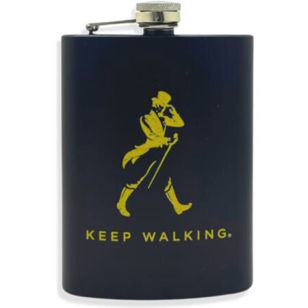 PETACA JOHNNIE WALKER KEEP WALKING NEGRA ACERO INOXIDABLE 8OZ 236ML