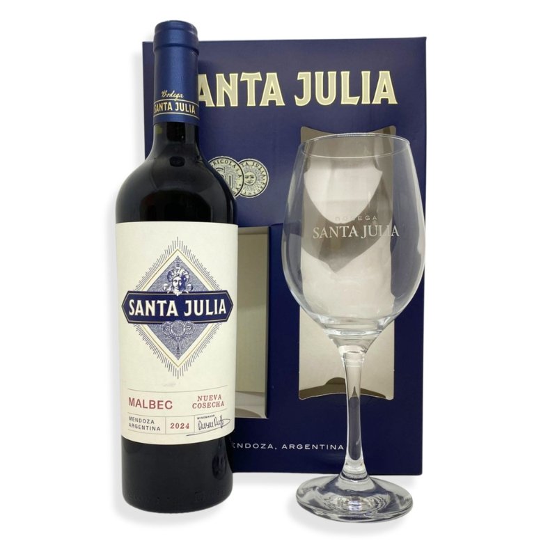 Santa Julia Malbec 750ml +Copa De Vidrio 600ml c/Estuche - Imagen 3