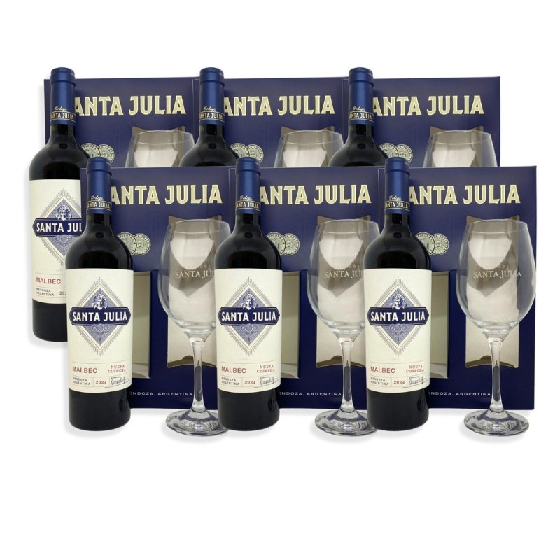 Santa Julia Malbec 750ml +Copa De Vidrio 600ml c/Estuche - Imagen 2