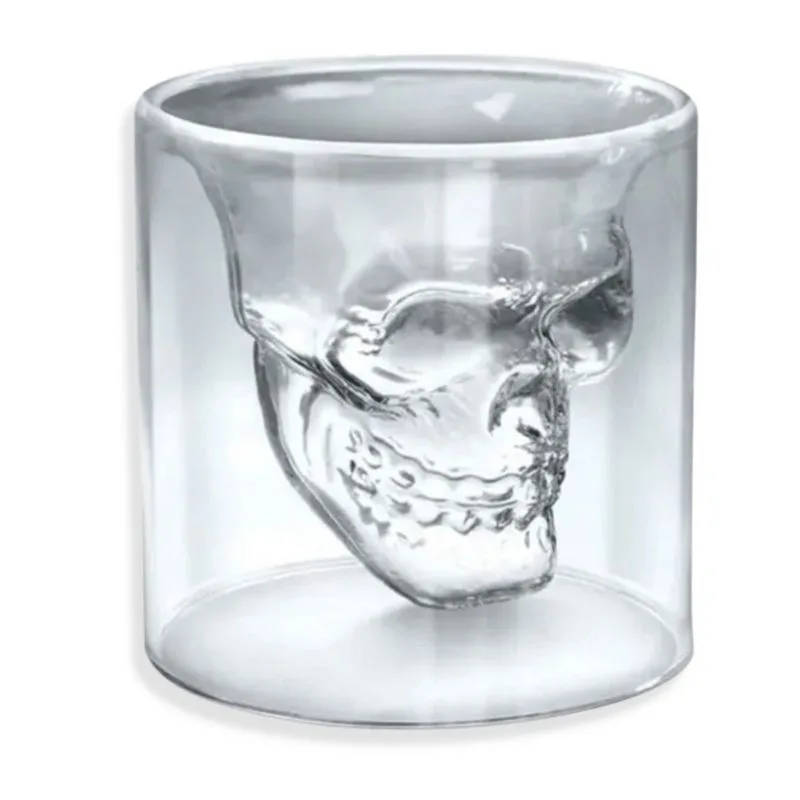 SHOT DE VIDRIO CALAVERA DOBLE PARED GRANDE 150ML