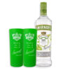 Mix 1u Smirnoff Green Apple 700ml + 2u Vaso De Vidrio Smirnoff Verde 450ml