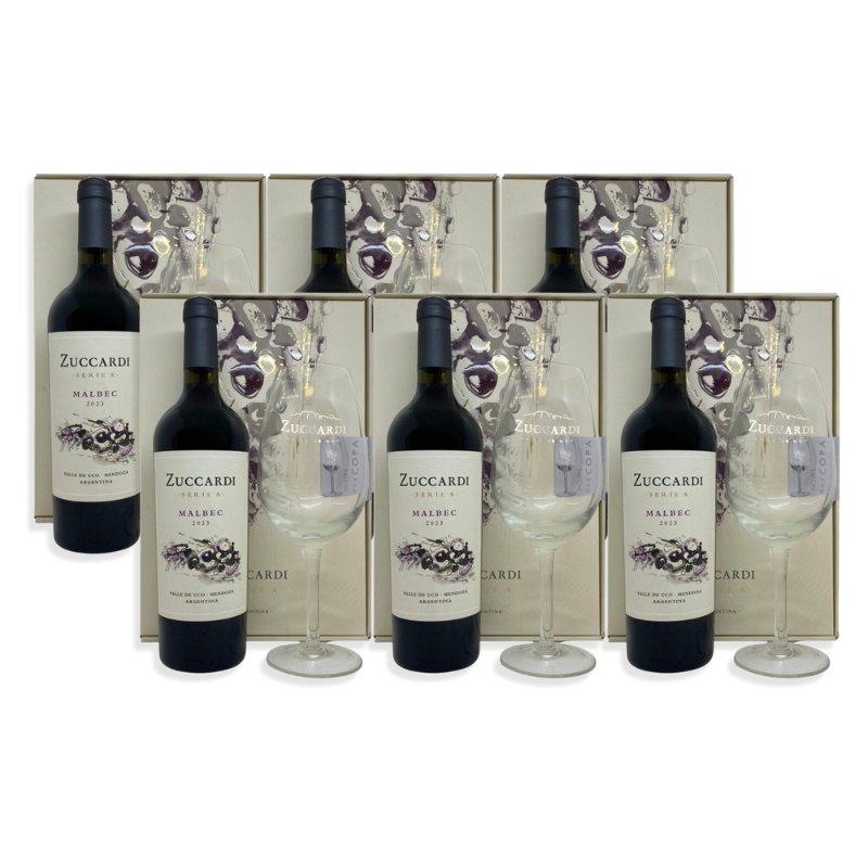 Zuccardi Serie A Malbec 750ml + Copa De Vidrio 600ml C/Estuche - Imagen 2
