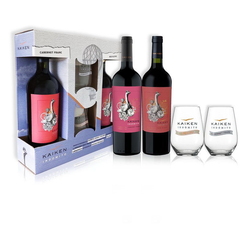 KAIKEN INDÓMITO TWIN PACK CABERNET FRANC - RED BLEND X2U 750ML + 2 VASOS C/ESTUCHE